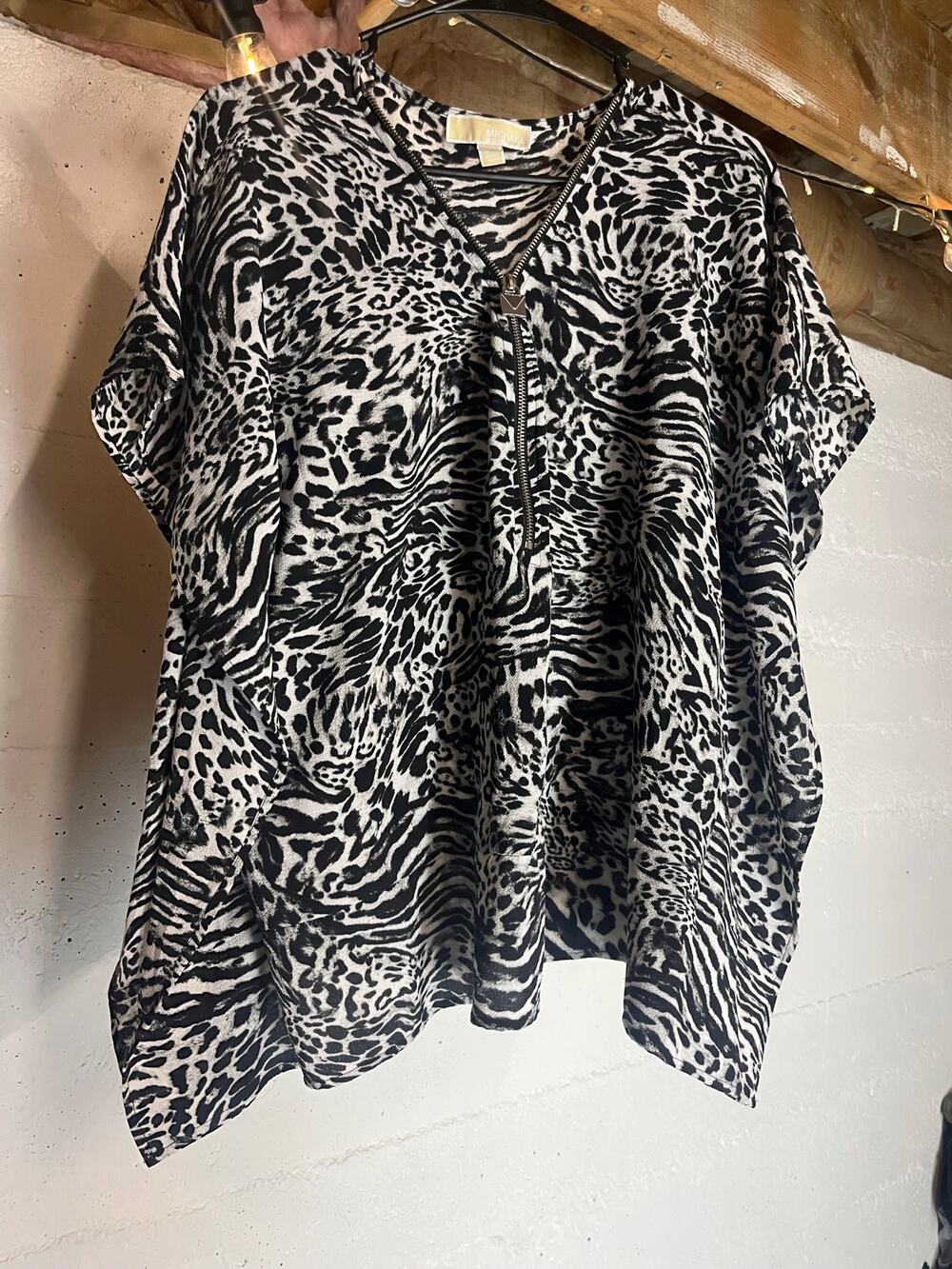 Zebra Print Half zip Blouse